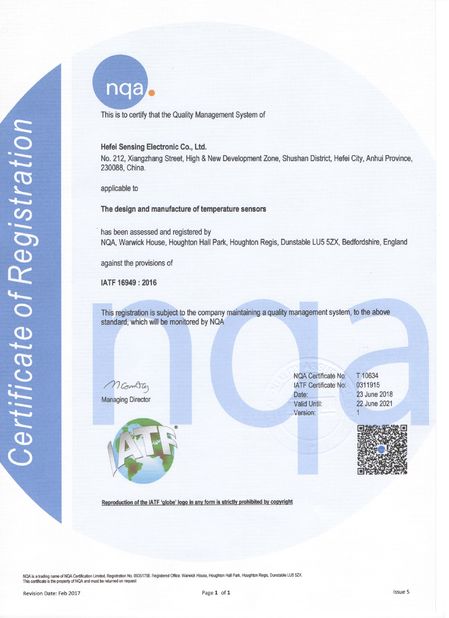 China Hefei Sensing Electronic Co.,LTD certification